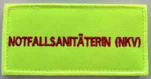 Funktionsstreifen gestickt Untergrundfarbe Gelb / NOTFALLSANITÄTERIN (NKV)>