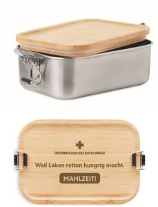 Jausenbox 750ml Edelstahl/Bambus-Deckel mit Gravur >