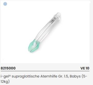 i-gel Larynxmaske Gr. 1,5 Baby (5 - 12kg), supraglottische Atemhilfe>